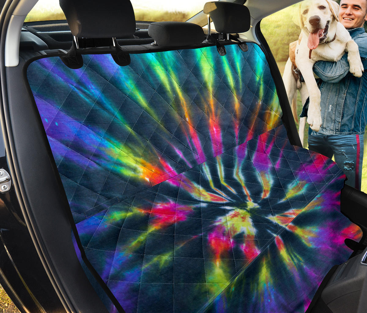 Colorful Neon Tie Dye Car Back Seat Pet Cover AbstractTrendz