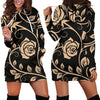 Tan Roses Decor Womens Hoodie Dress