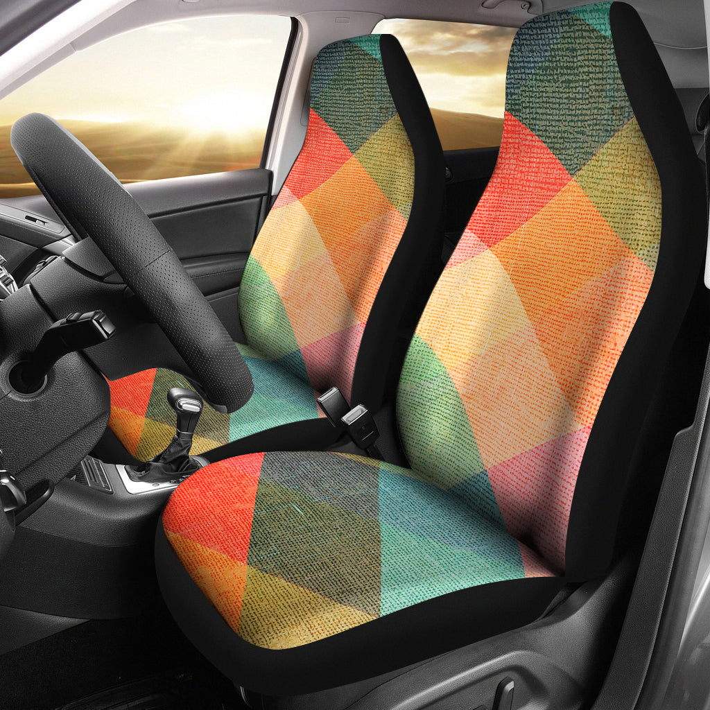 Pastel Diamond Plaid Car Seat Covers