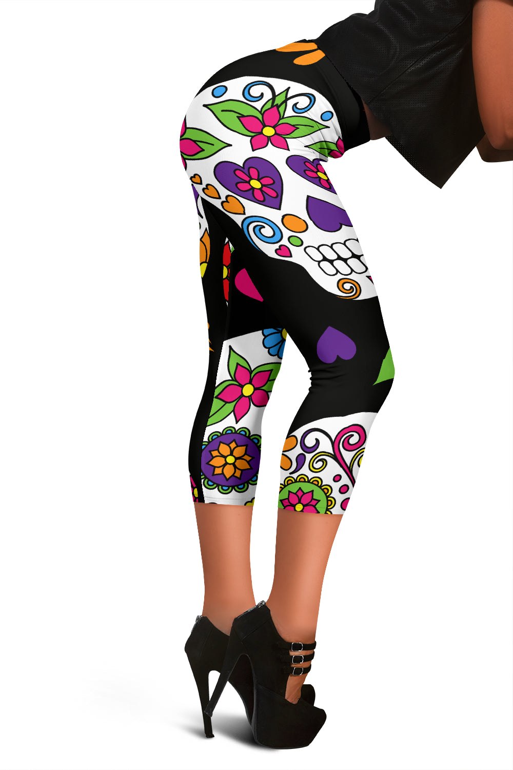 Colorful Sugar Skulls Capri leggings