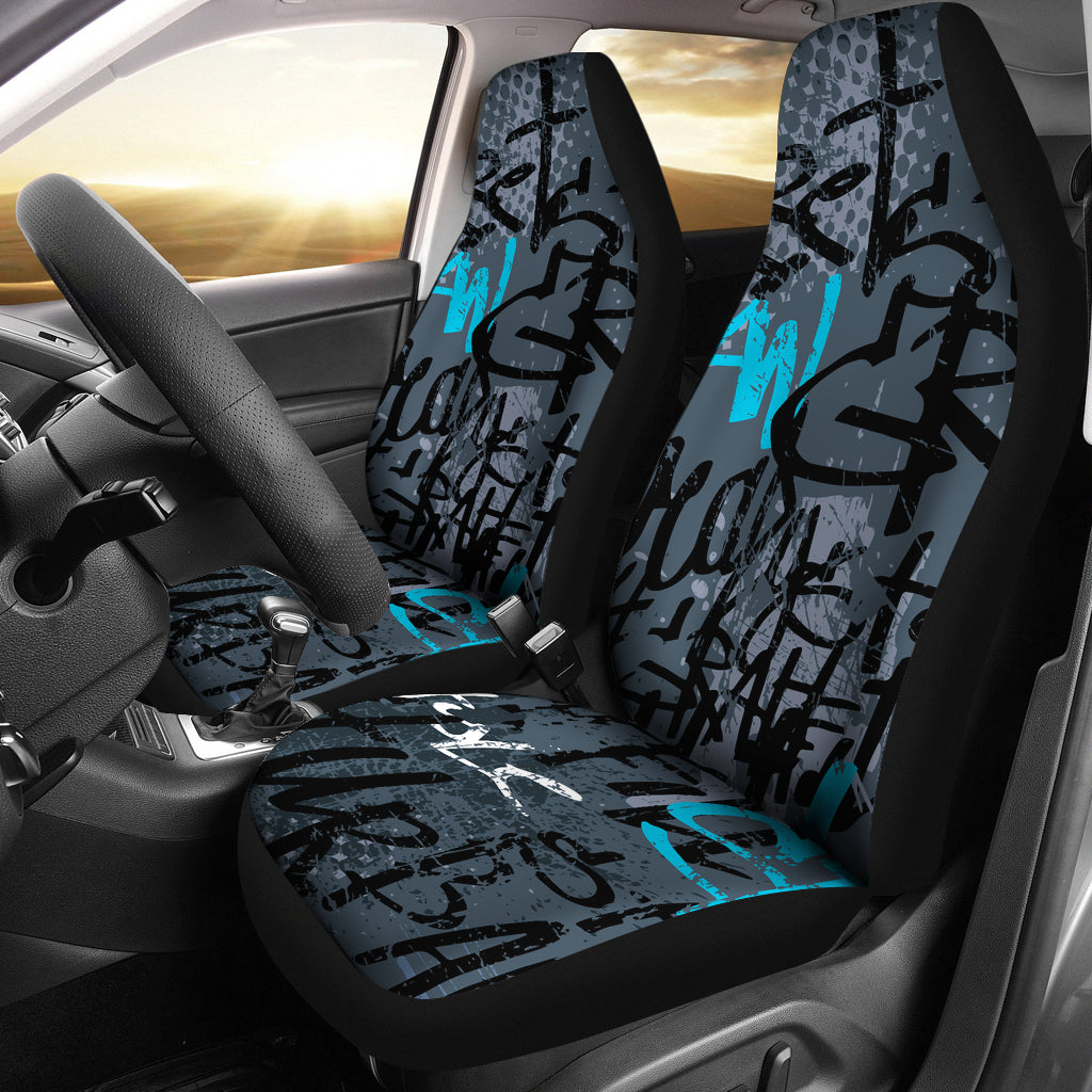 Blue Graffiti Car Seat Covers