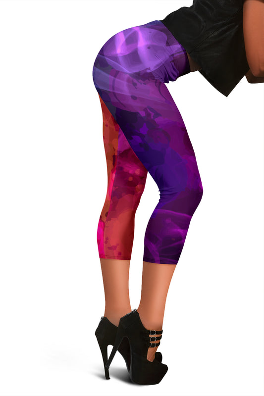 Purple & Red Smoke Capri Leggings
