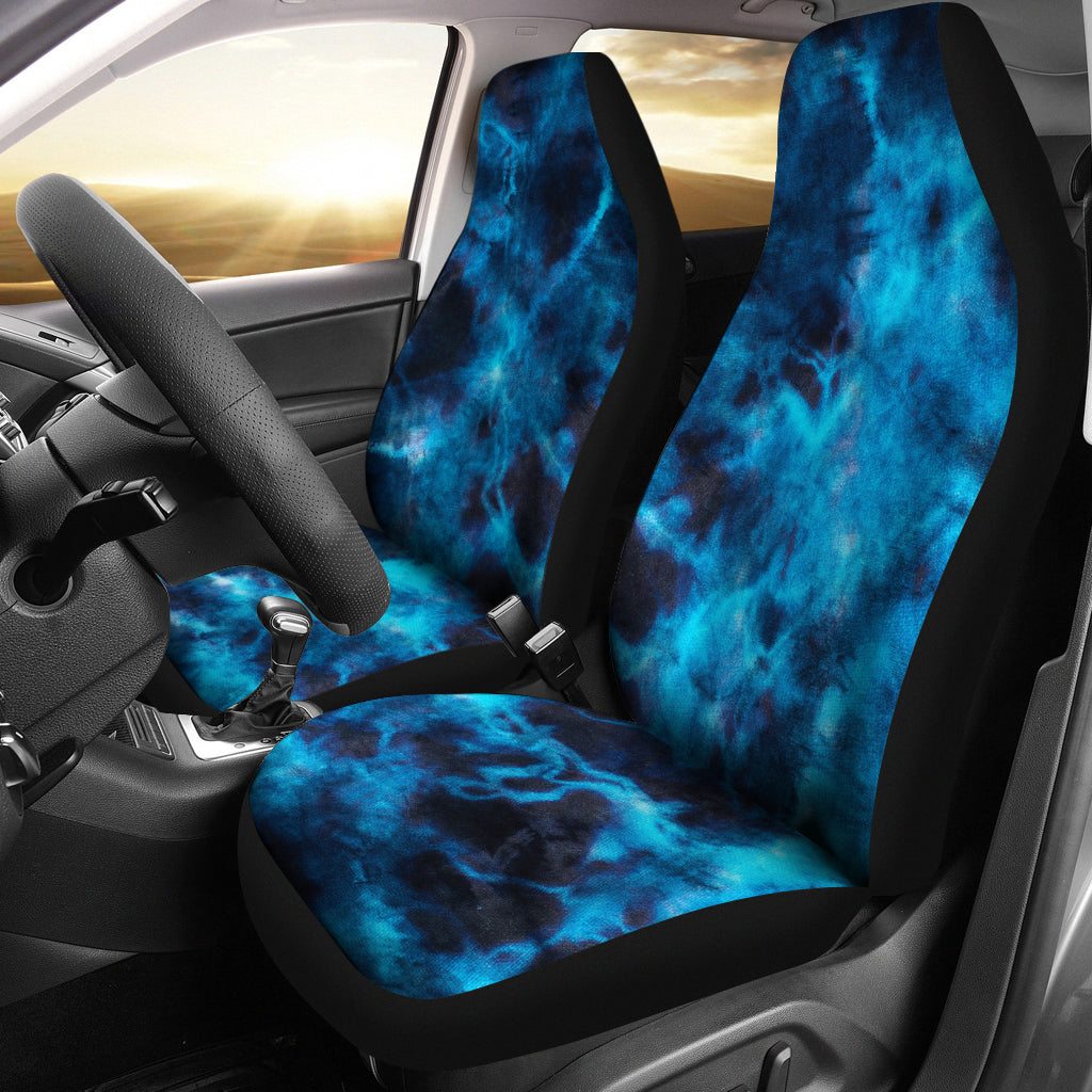 Blue Grunge Tie Dye Print Car Seat Covers