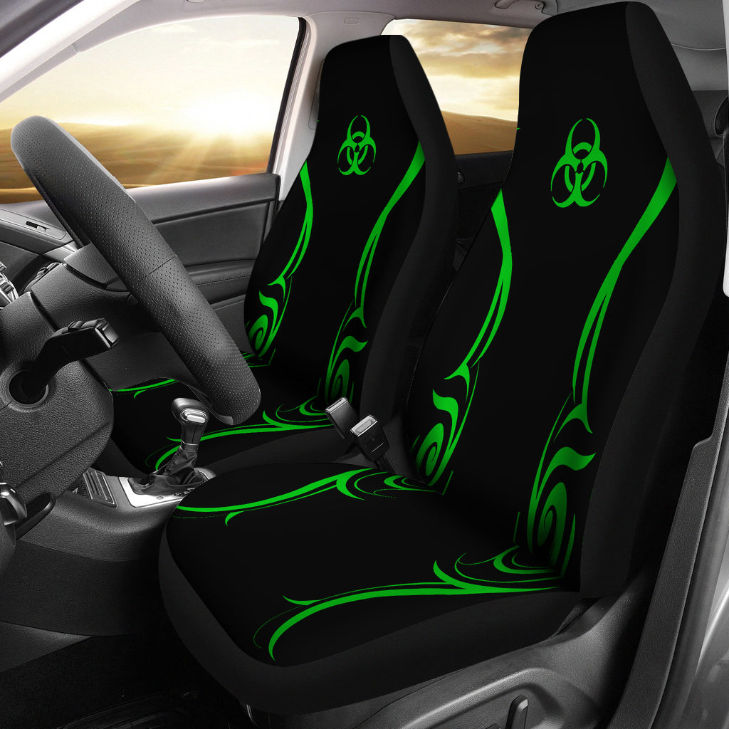 Black & Neon Green Biohazard Car Seat Covers