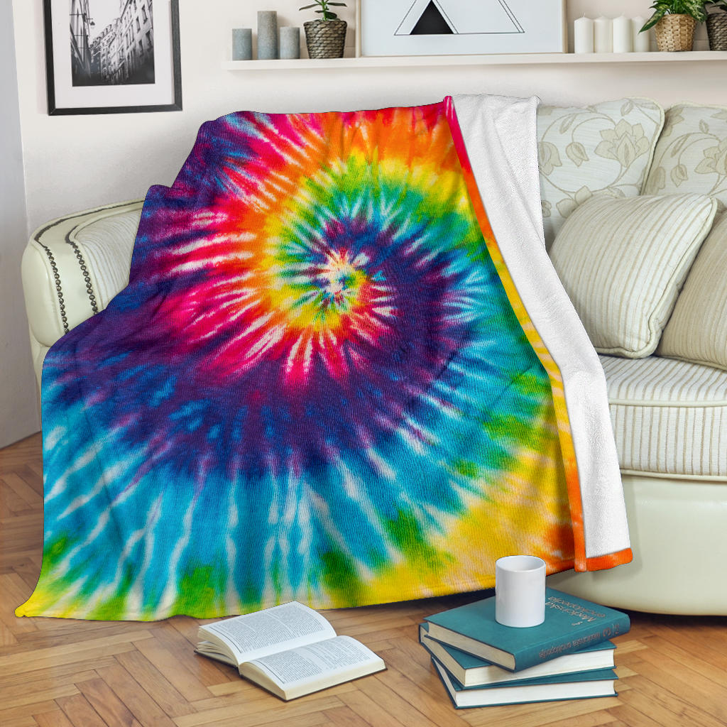 Colorful Tie Dye Spiral Blanket