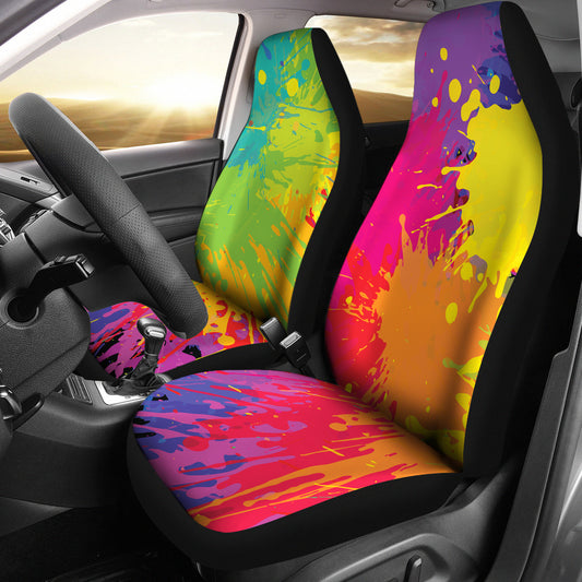 Colorful Paint Splatter Abstract Art Car Seat Covers