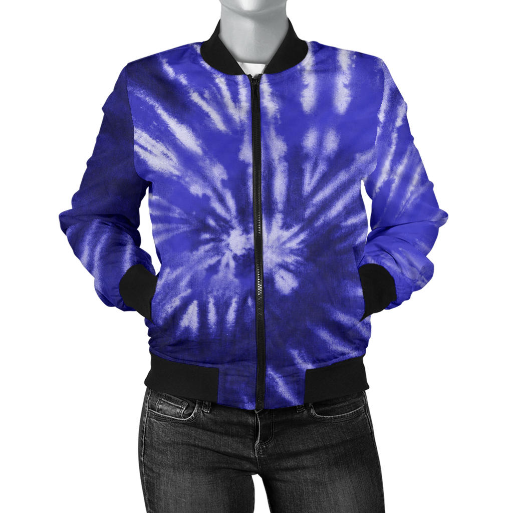 Womens Royal Blue Tie Dye Bomber Jacket