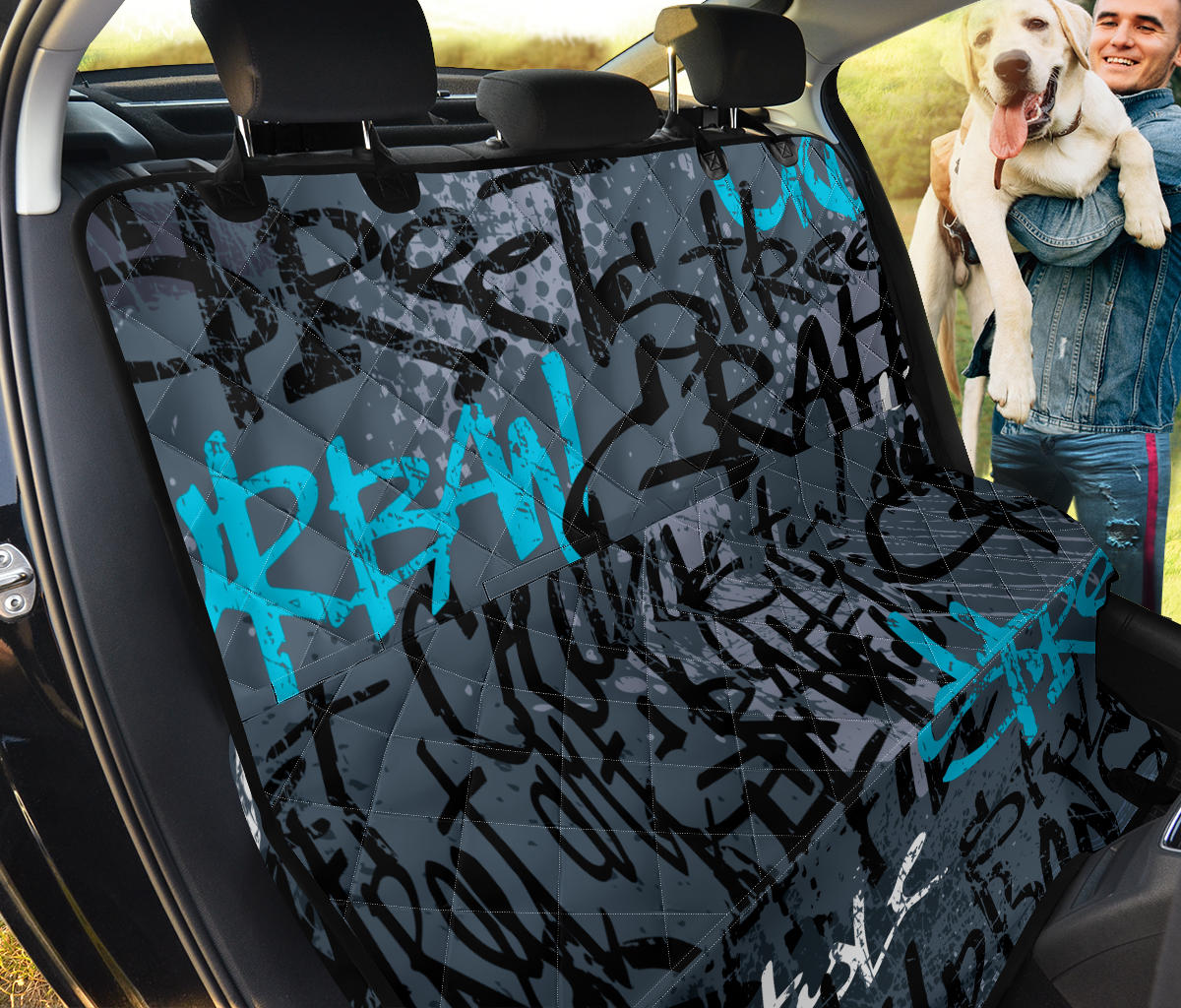 Blue Graffiti Car Back Seat Pet Cover
