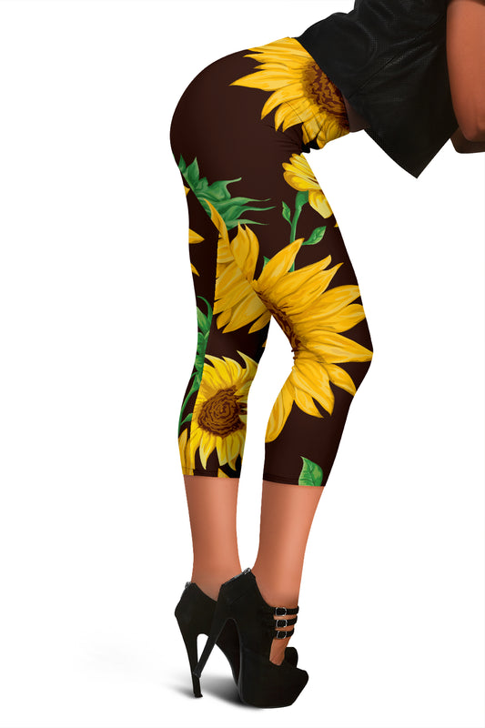 Sunflowers Capri Leggings