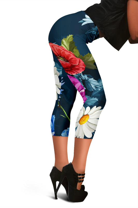 Colorful Flowers Capri Leggings