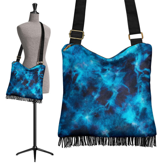 Blue Tie Dye Grunge Crossbody Bag