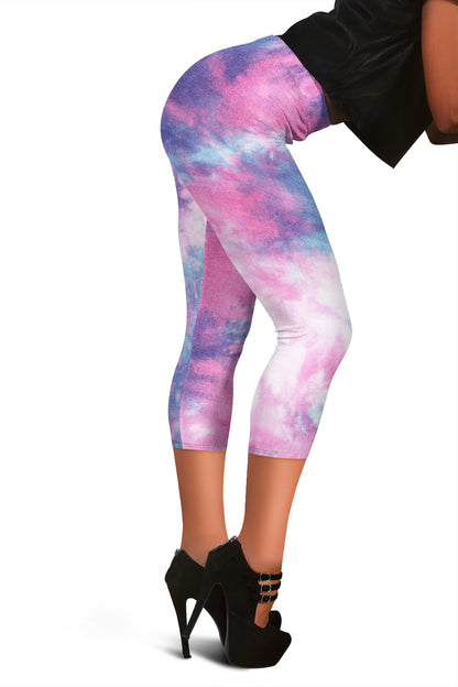 Blue & Pink Cotton Candy Capri Leggings