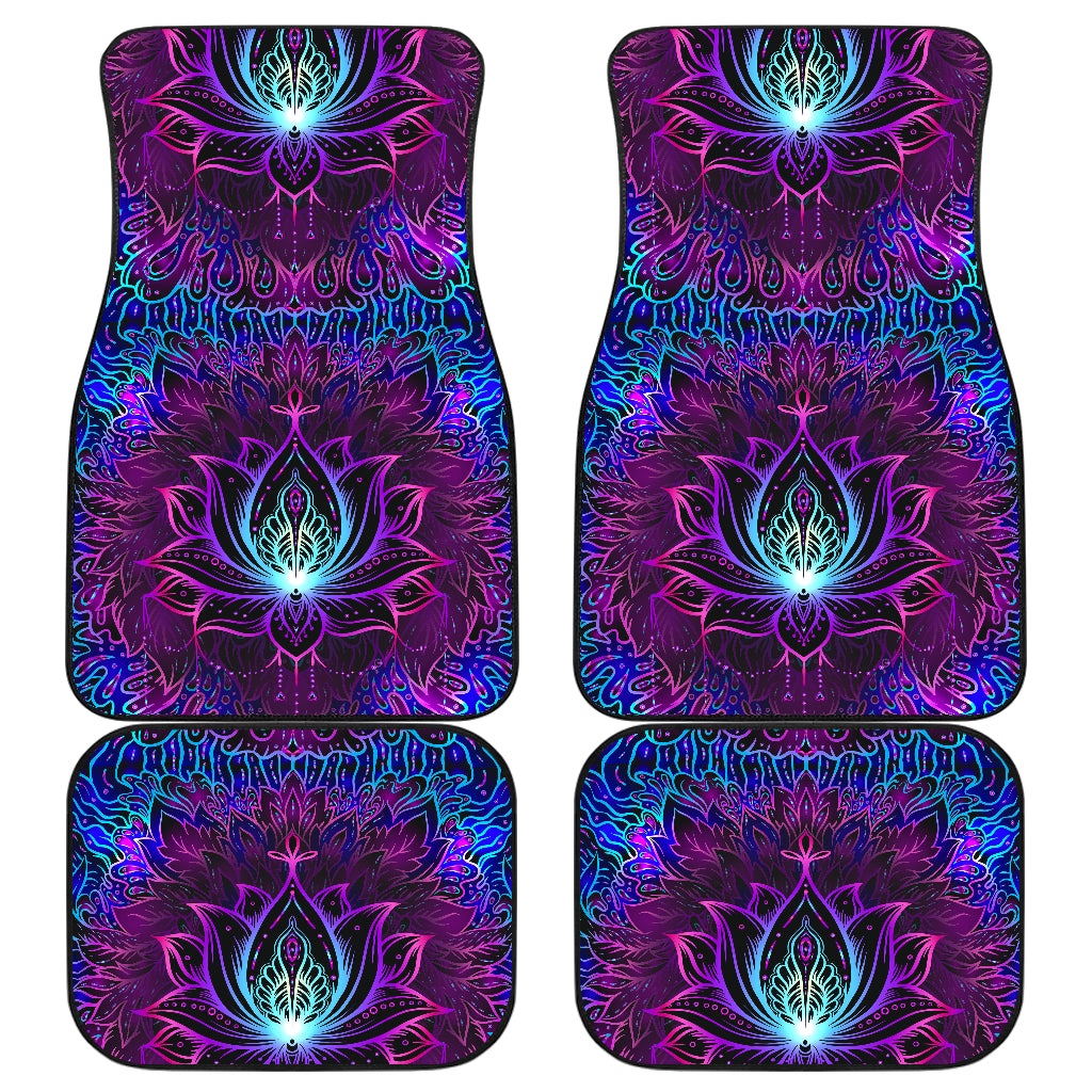 Blue Pink Lotus Car Floor Mats