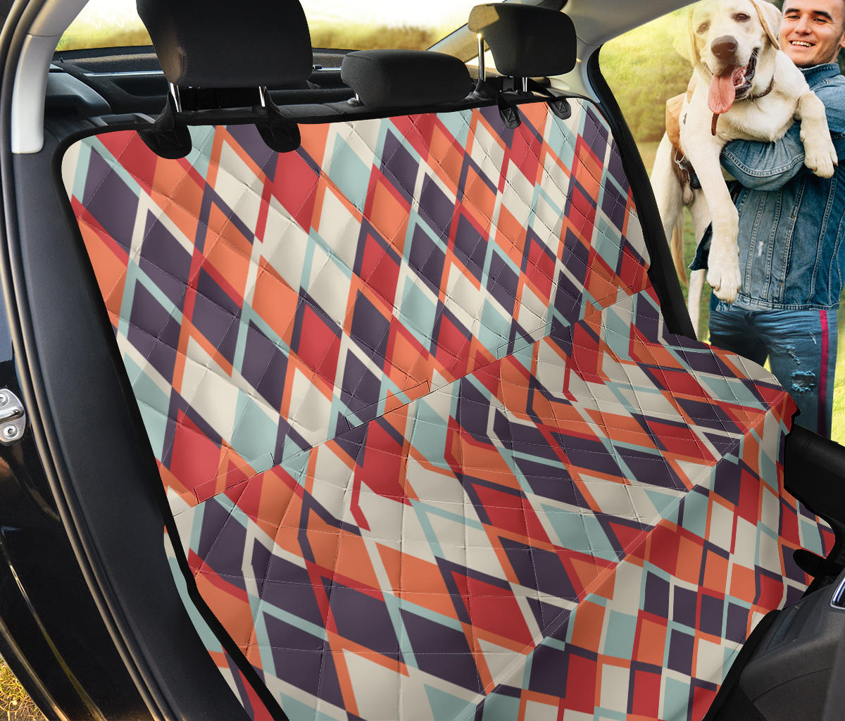 Retro Checkered Car Back Seat Pet Cover