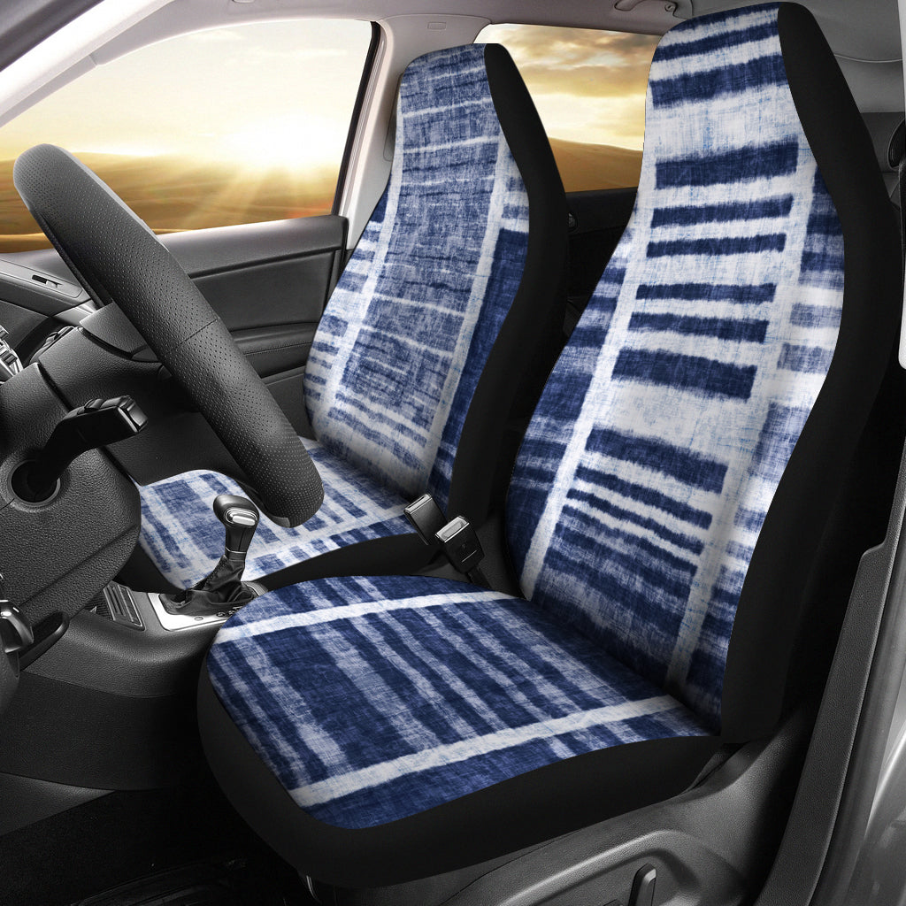 Denim Blue Abstract Stripes Car Seat Covers