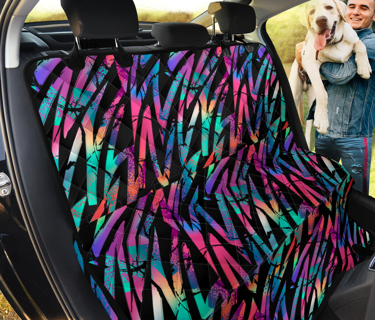Colorful Abstract Zig Zag Car Back Seat Pet Cover