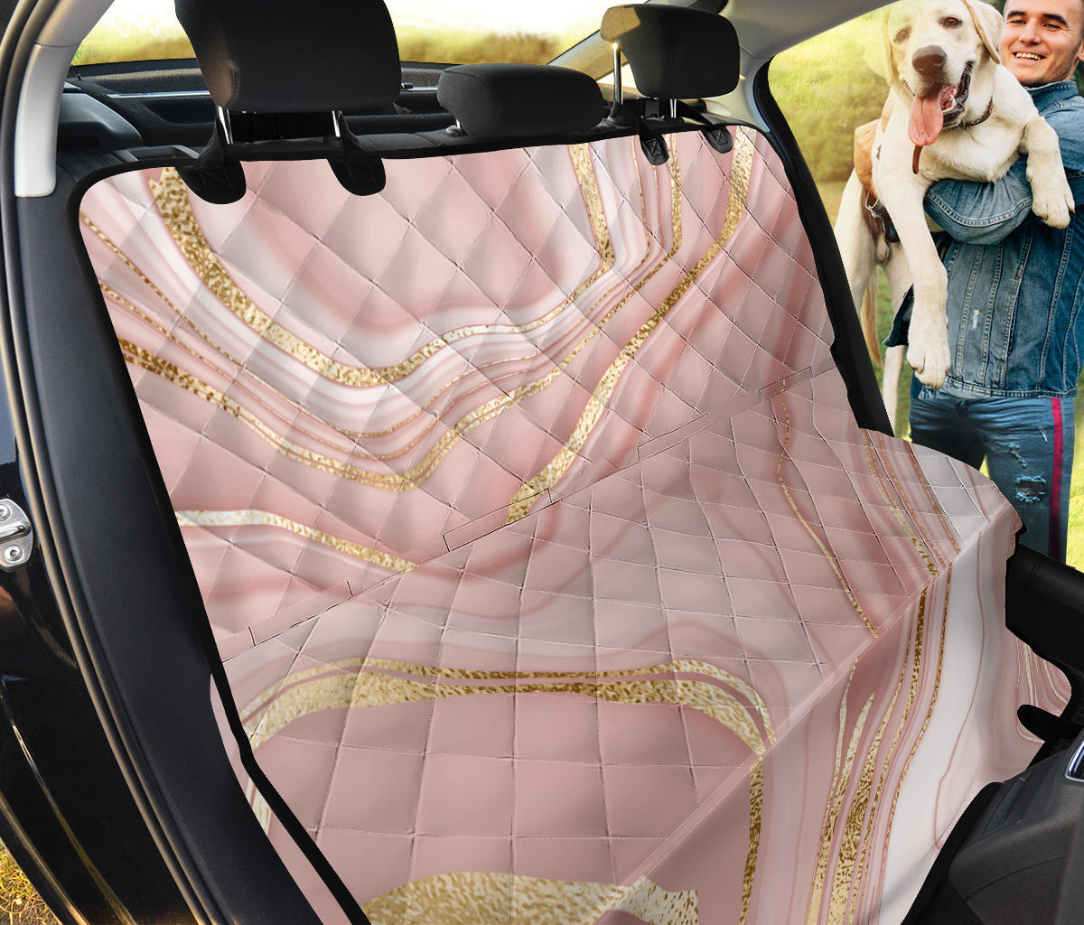 Cream Marble Print Car Back Seat Pet Cover