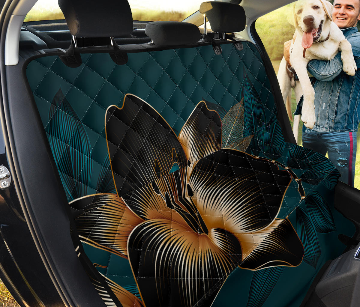 Dark Floral Car Back Seat Pet Cover
