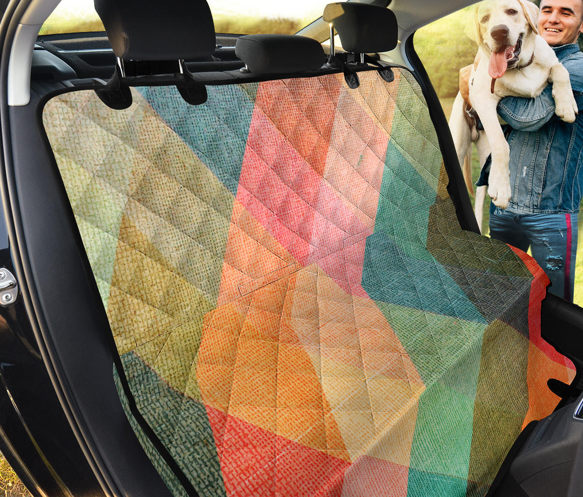 Pastel Diamond Plaid Car Back Seat Pet Cover