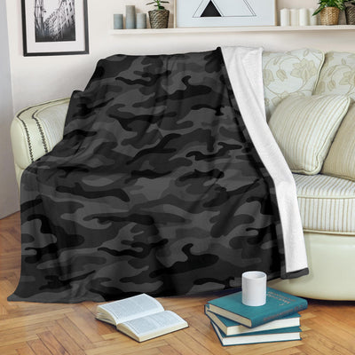 Dark Grey Camouflage Blanket