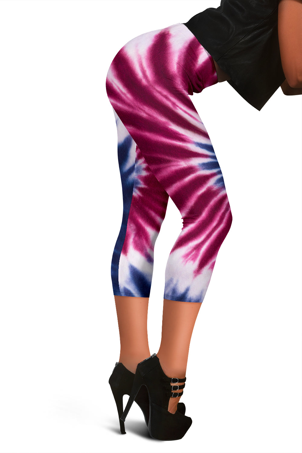 Red, White & Blue Tie Dye Capri Leggings
