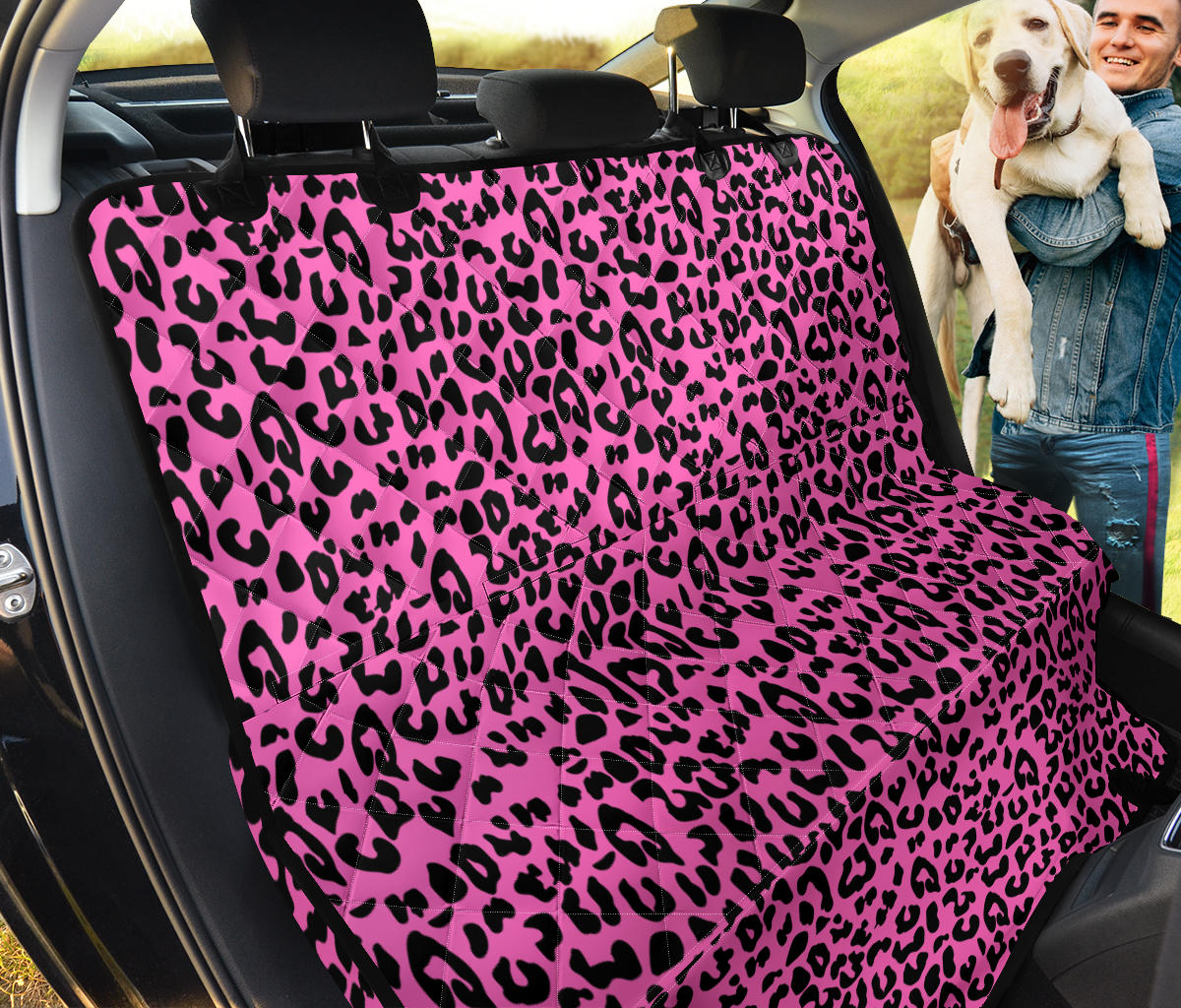 Pink Leopard Print Car Back Seat Pet Cover