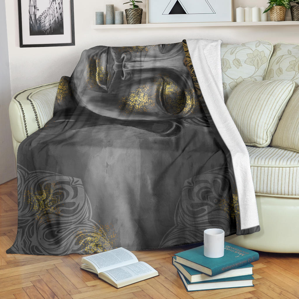 Gold Buddha Face Decor Blanket