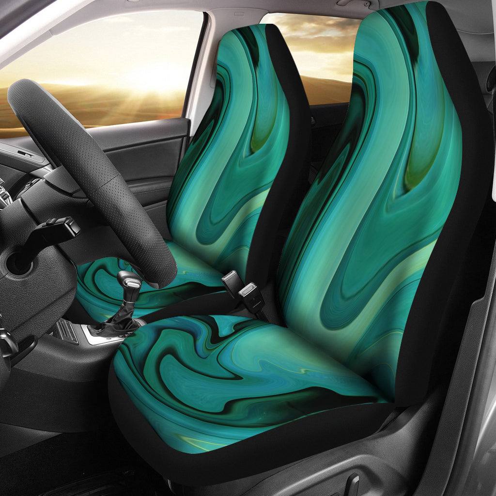 Green Marble Print Car Seat Covers