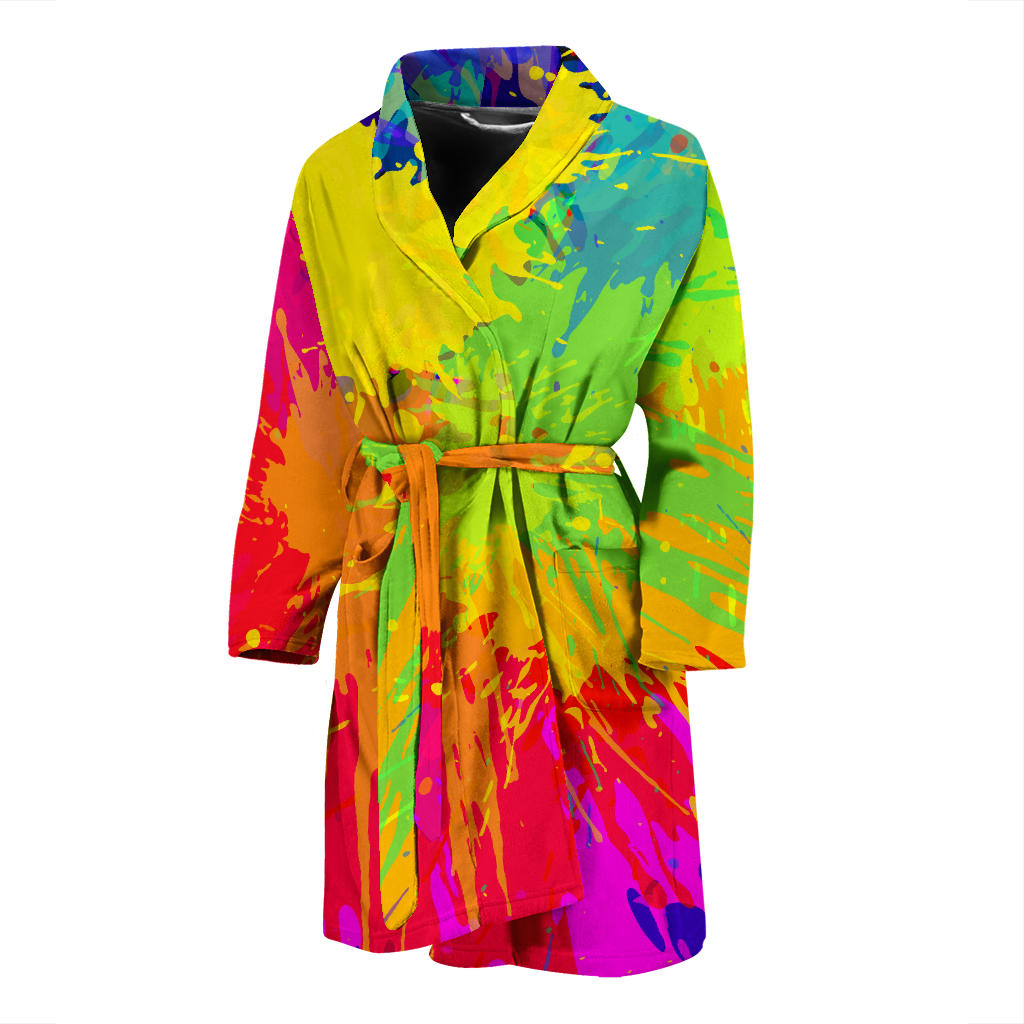 Mens Colorful Paint Splatter Bath Robe