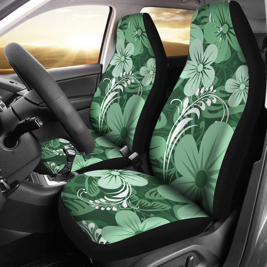 Green Aloha Flowers Car Seat Covers