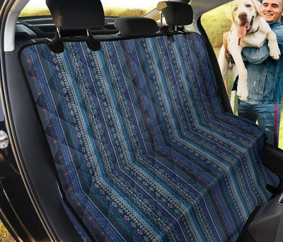 Blue Boho Chic Bohemian Stripes Car Back Seat Pet Cover
