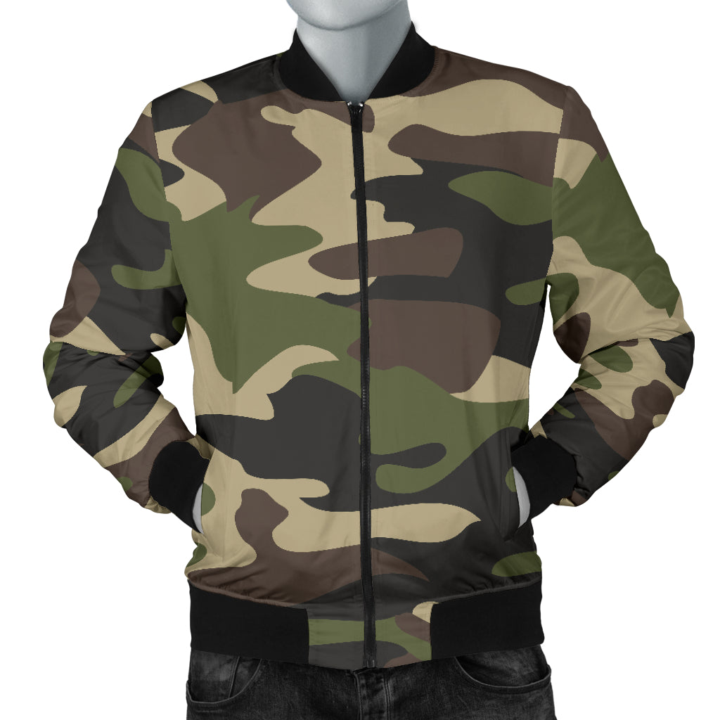 Mens Army Green Camouflage Bomber Jacket