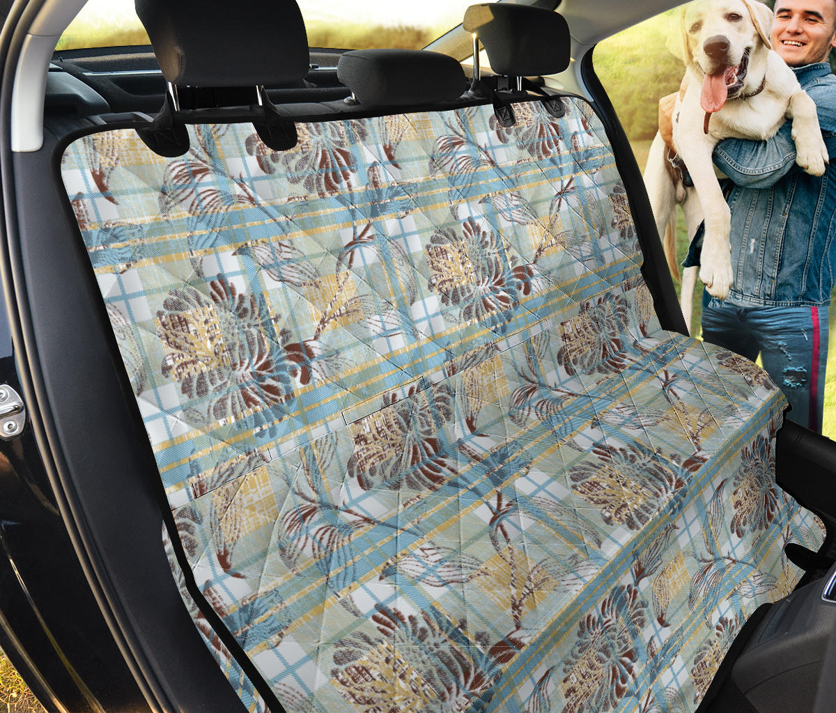 Floral Plaid Car Back Seat Pet Cover