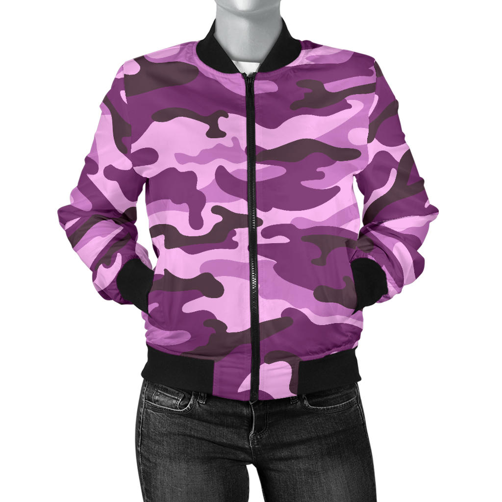 Womens Purple Camouflage Bomber Jacket