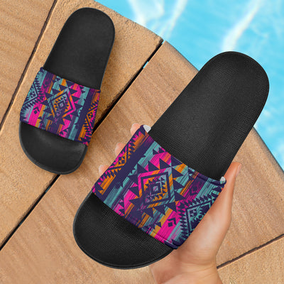 Colorful Boho Chic Aztec Streaks Slide Sandals