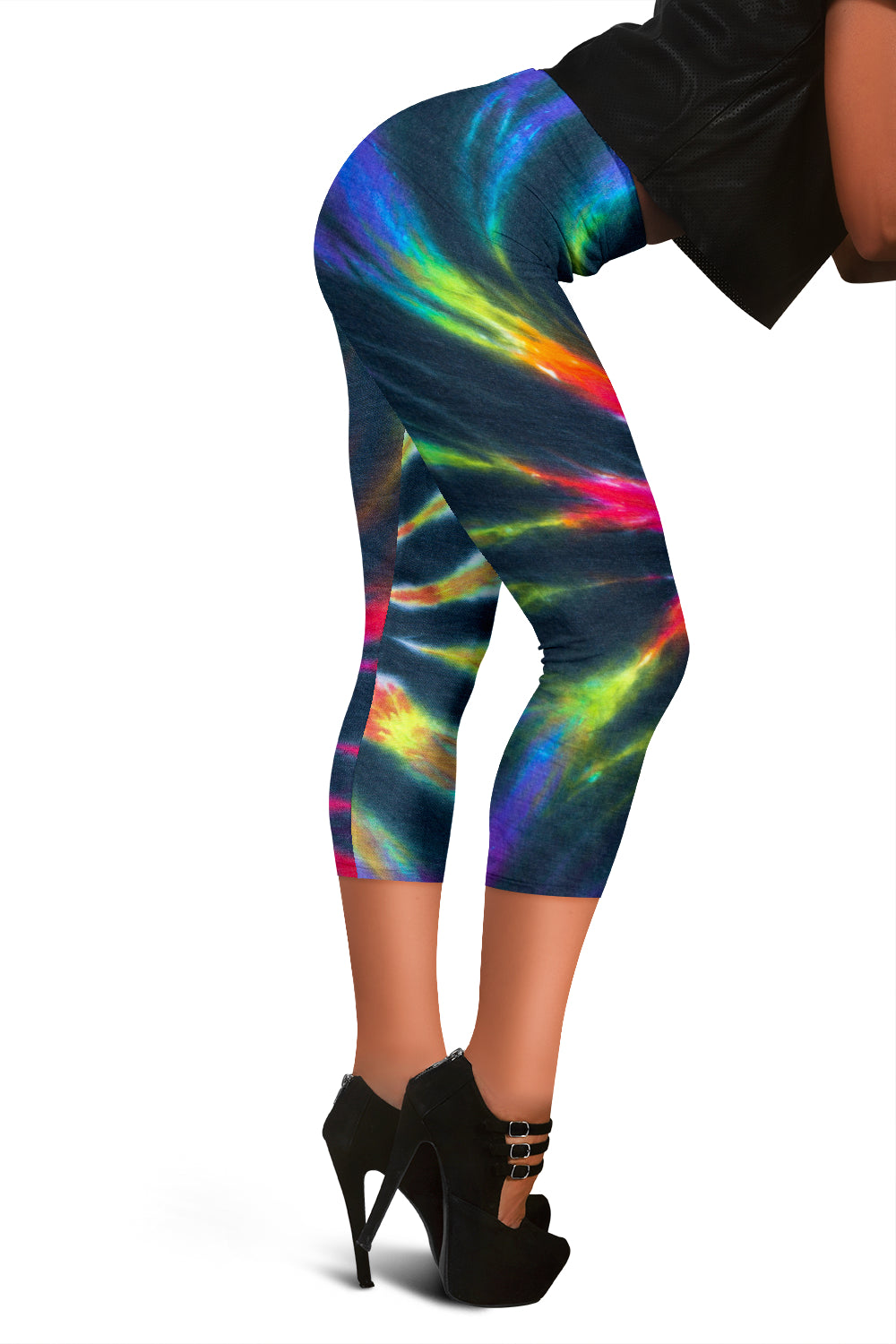 Colorful Neon Tie Dye Capri Leggings