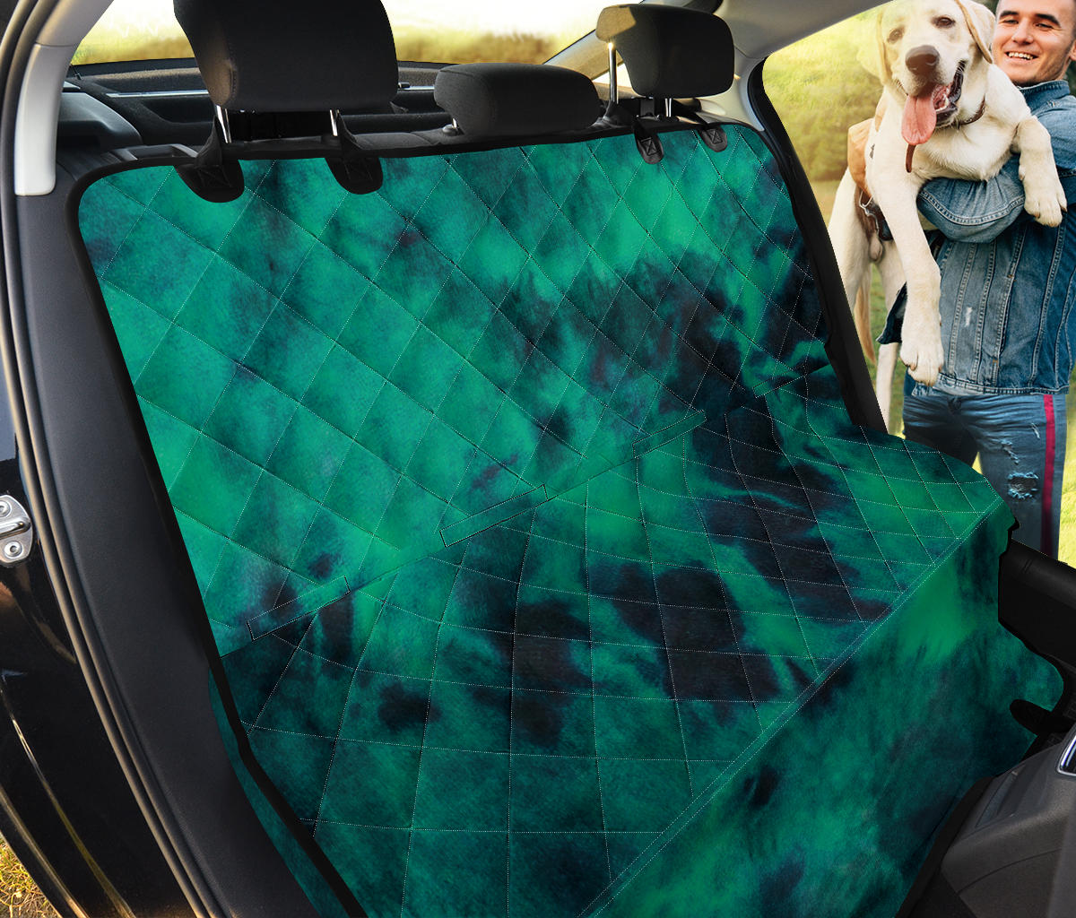 Green Tie Dye Print Grunge Car Back Seat Pet Cover