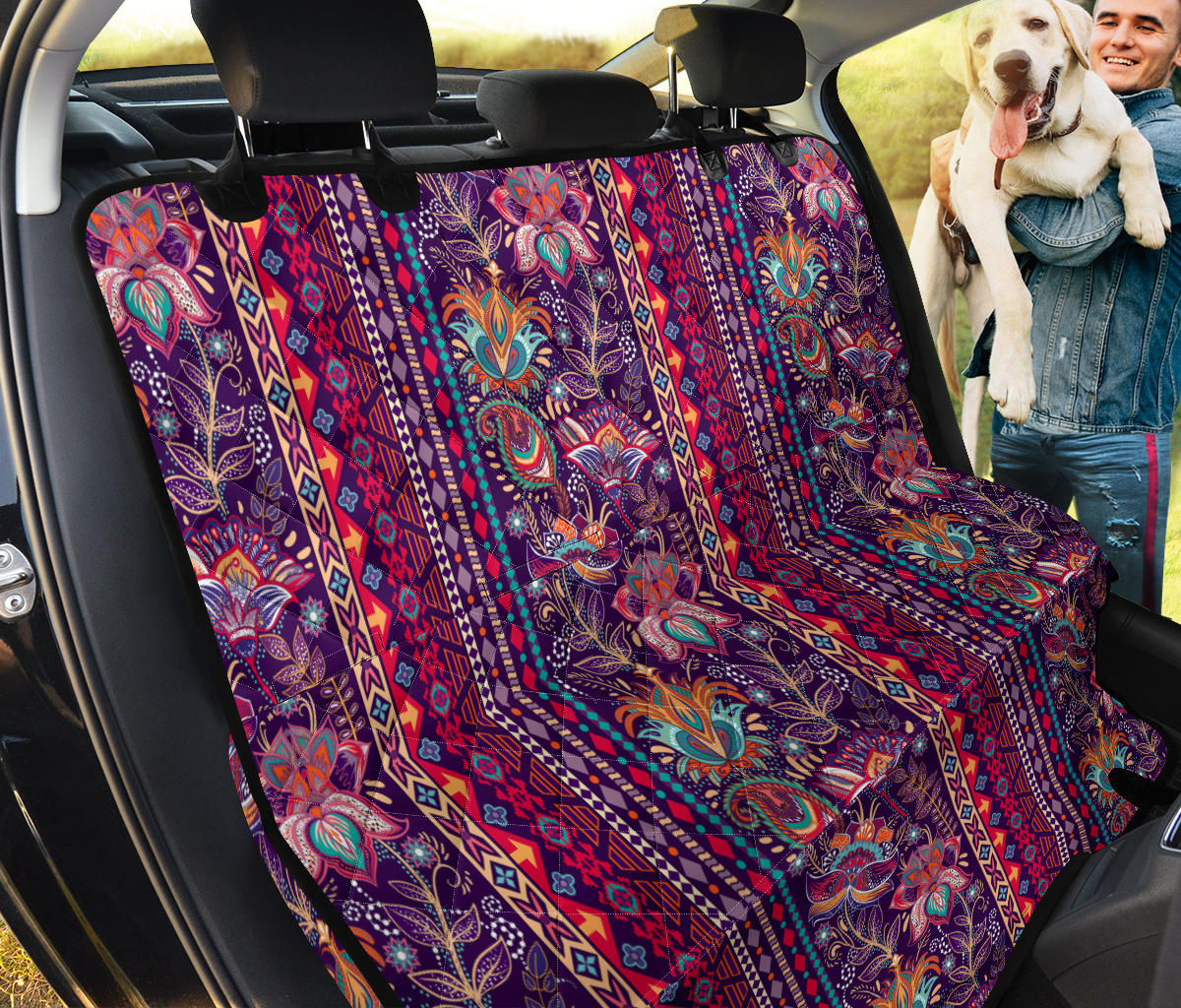 Red Persian Print Car Back Seat Pet Cover