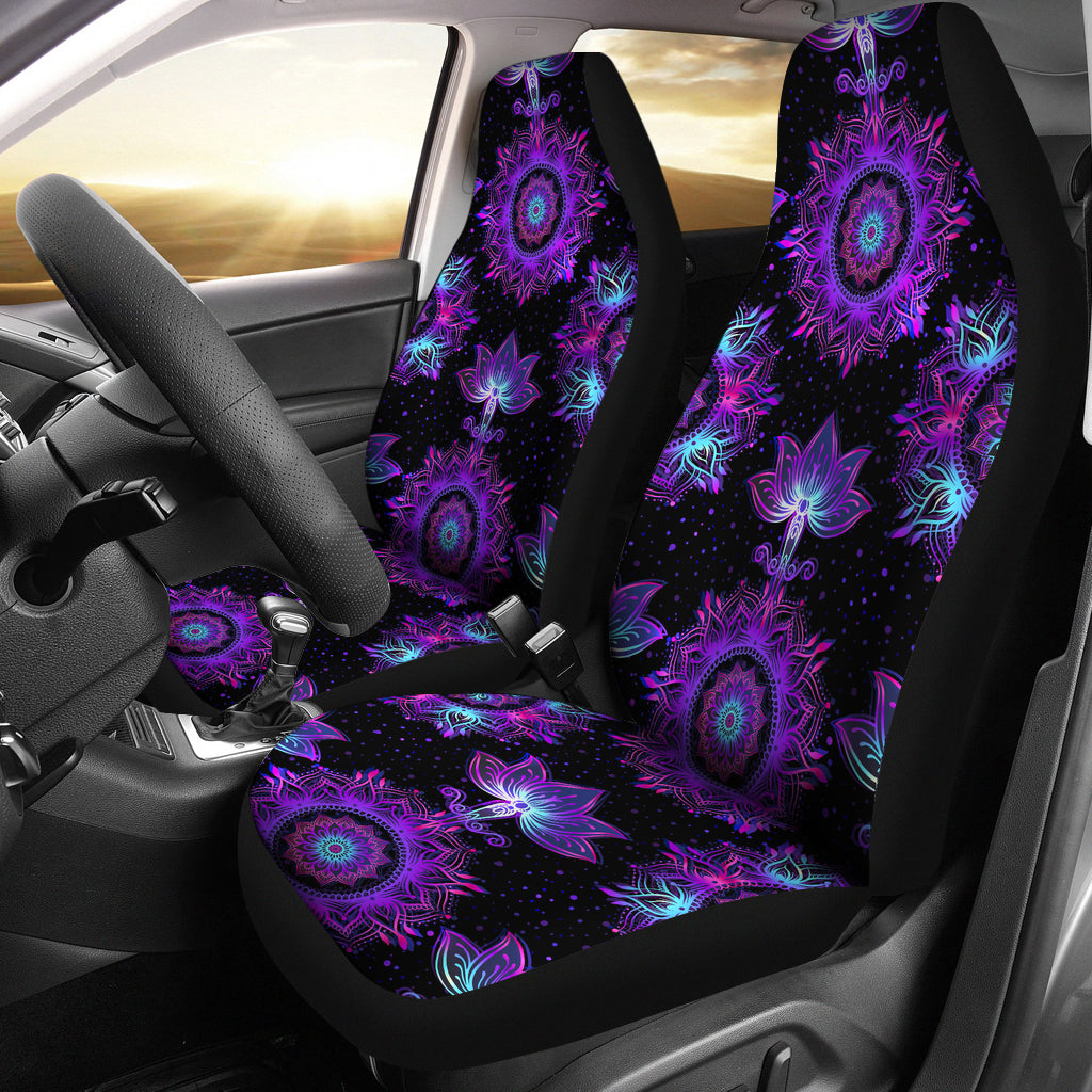 Purple Mandala Lotus Car Seat Covers