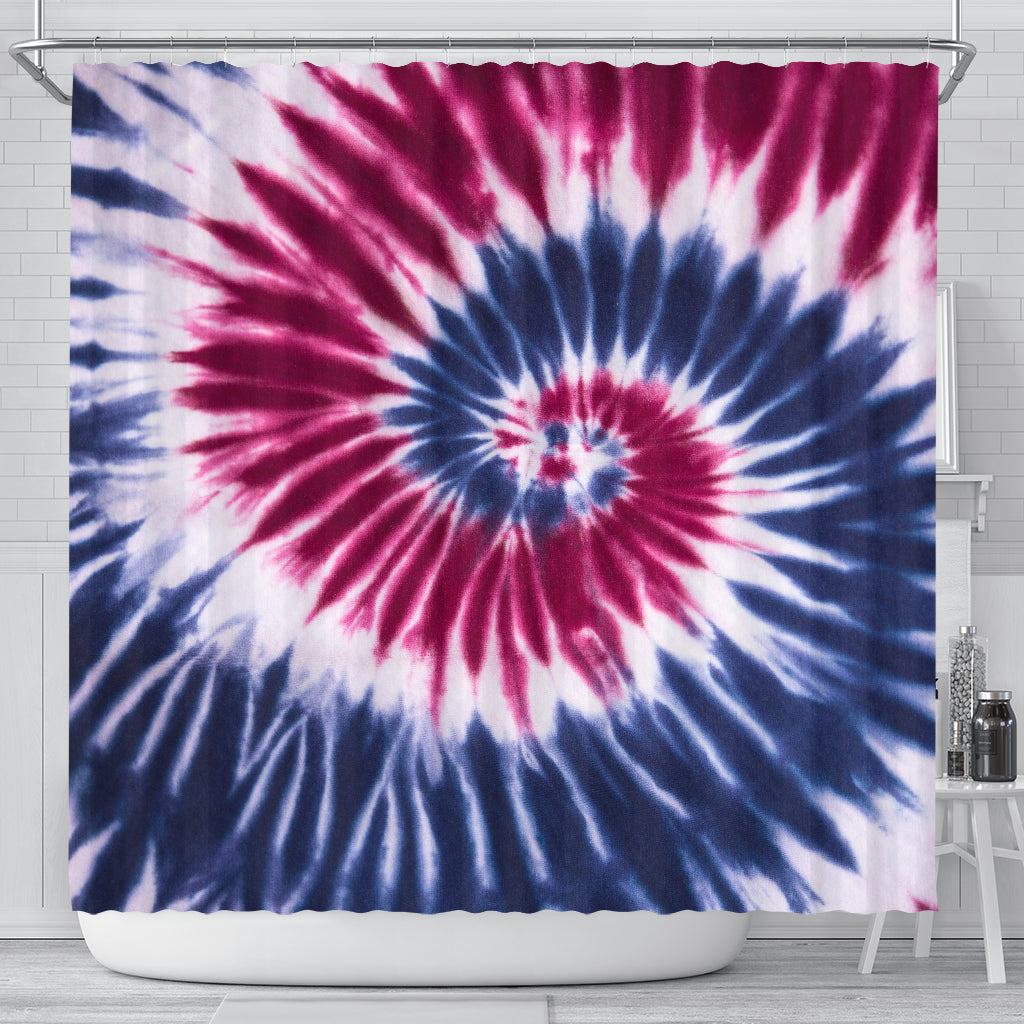 Red , White & Blue Tie Dye Shower Curtain