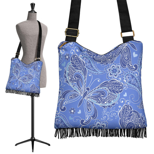 Purple Butterflies Decor Crossbody Bag