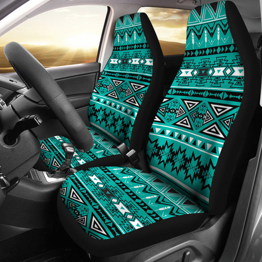 Light Green Teal Boho Aztec Car Seat Covers