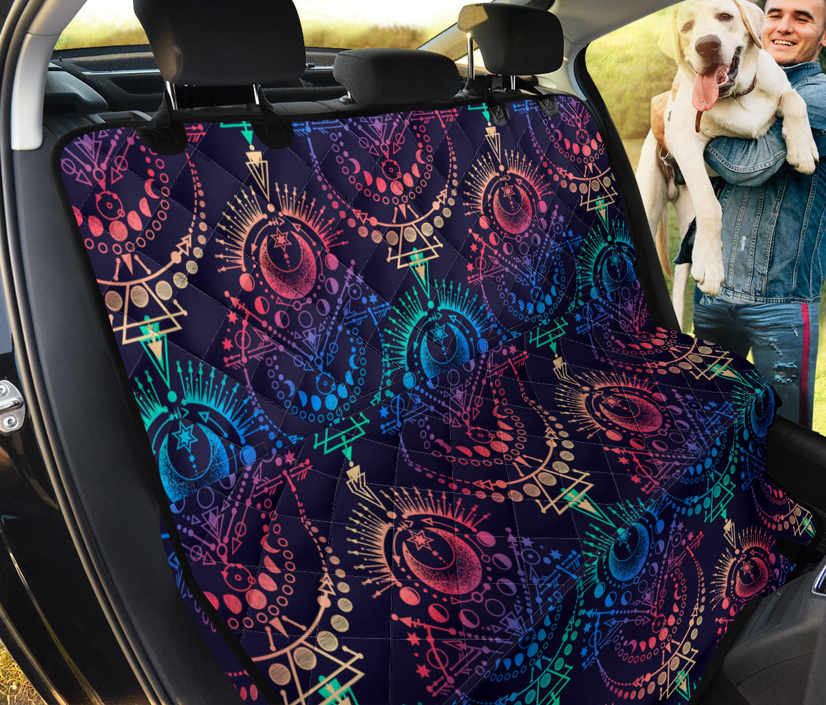 Colorful Spiritual Symbols Car Back Seat Pet Cover