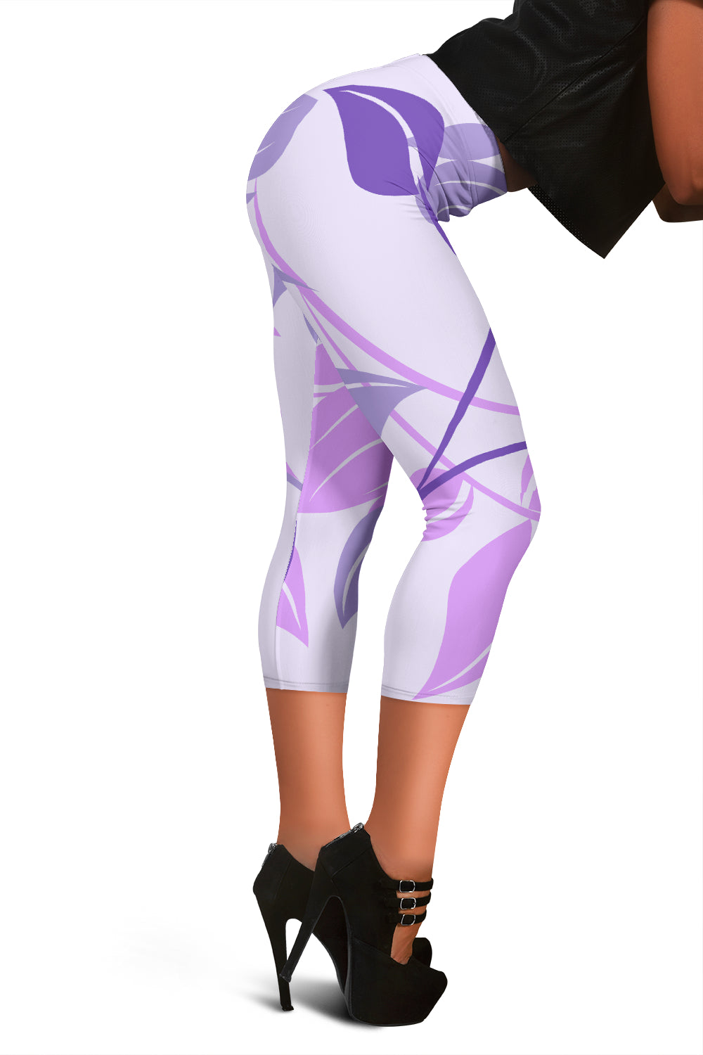 Purple Floral Capri Leggings