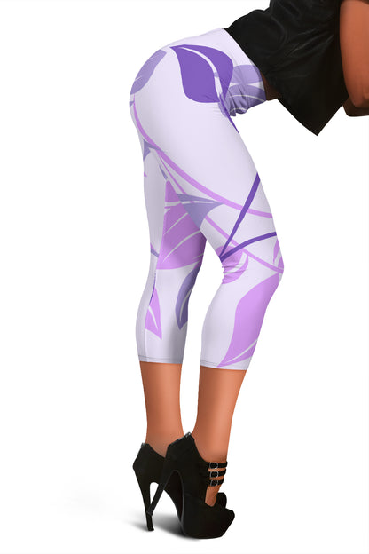 Purple Floral Capri Leggings