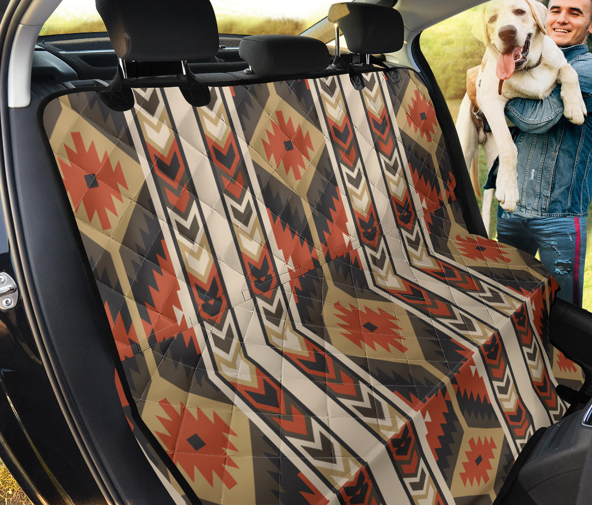 Brown Ethnic Car Back Seat Pet Cover
