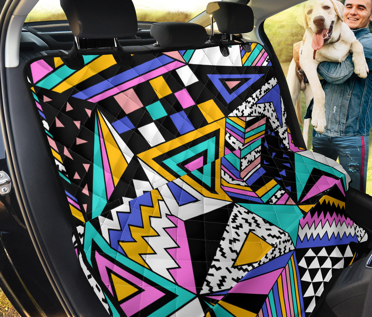 Colorful Abstract Triangles Car Back Seat Pet Cover