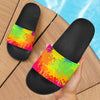 Colorful Paint Splatter Abstract Art Slide Sandals