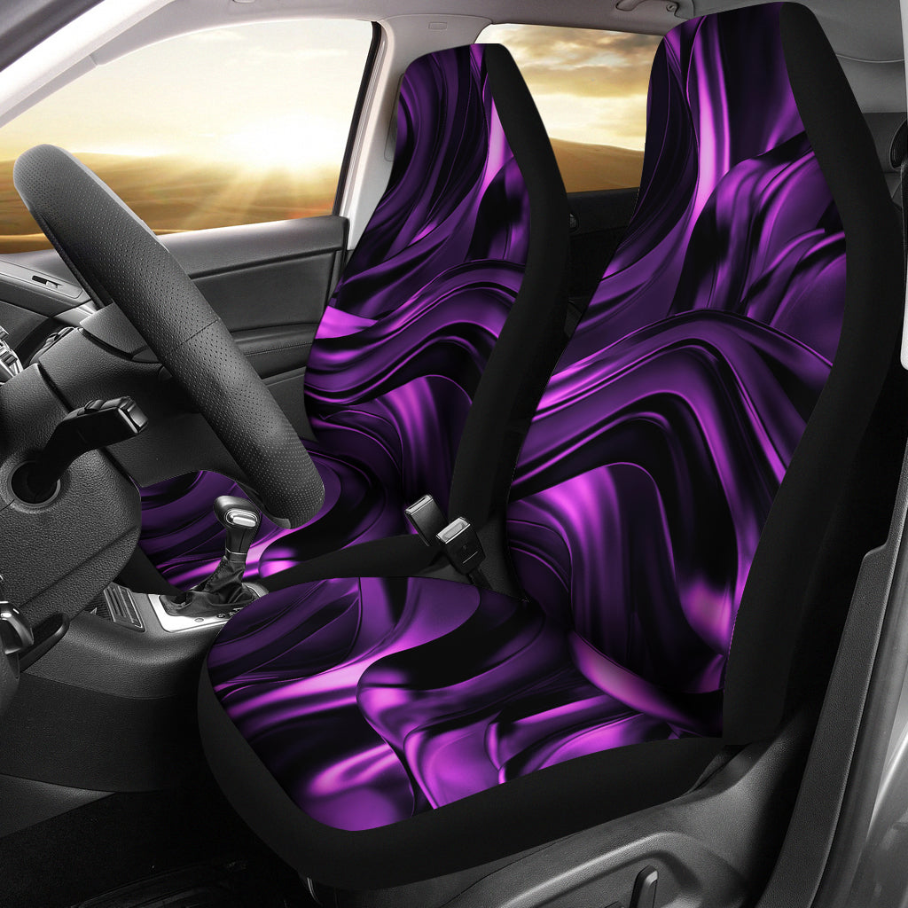 Purple & Black Abstract Swirls Car Seat Covers