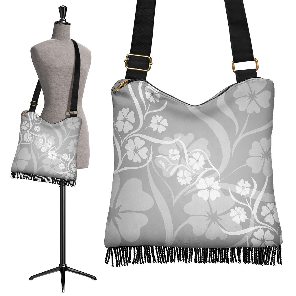 Grey Floral Crossbody Bag